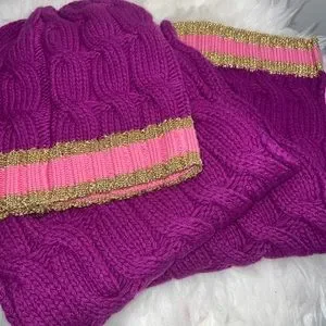 GUCCI Magenta WOOL CASHMERE Blend Knit Hat and SCARF Gucci | Accessories | Gucci Magenta Wool Cashmere Blend Knit  main image 3